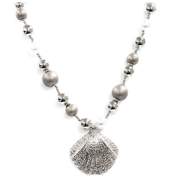 SEASHELL PENDANT BALL BEAD NECKLACE