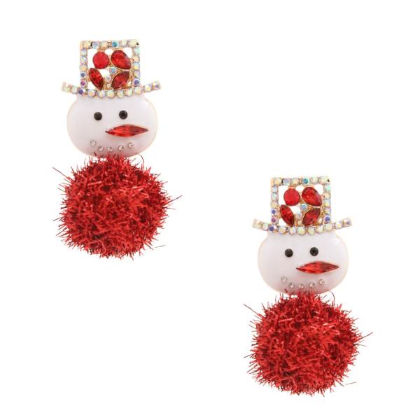 SNOWMAN RHINESTONE CHRISTMAS DANGLE EARRING