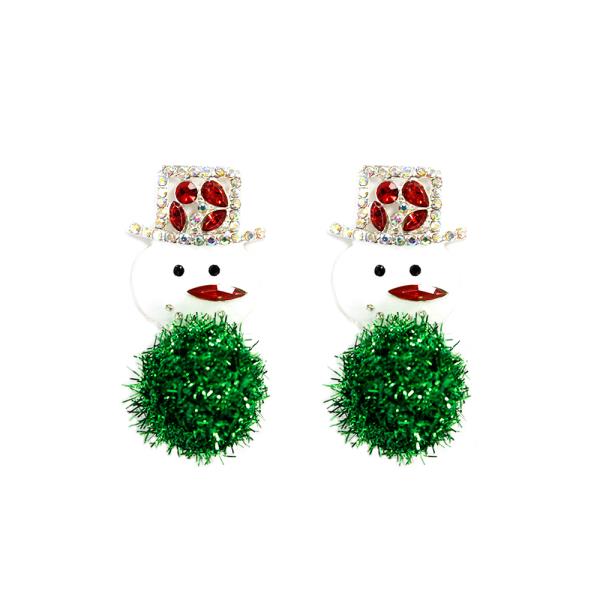 SNOWMAN RHINESTONE CHRISTMAS DANGLE EARRING