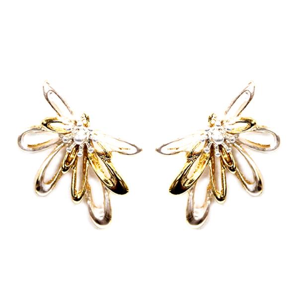 PEARL BEAD METAL FLOWER EARRING