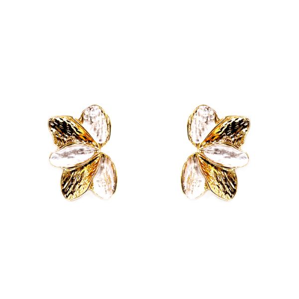 TWO TONE FLOWER EARRING