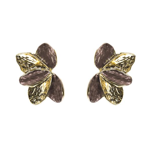TEXTURED METAL FLOWER STUD EARRING