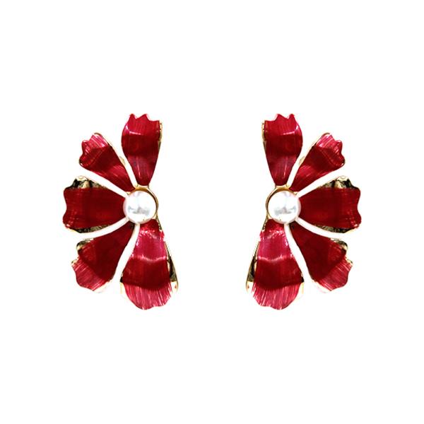 PEARL CENTER HALF FLOWER EARRING