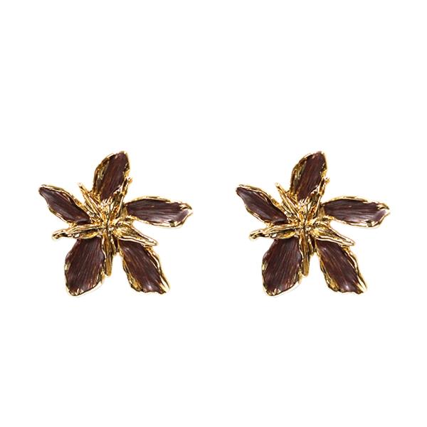 TEXTURED METAL FLOWER STUD EARRING
