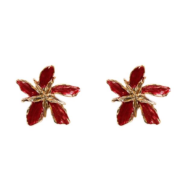 TEXTURED METAL FLOWER STUD EARRING