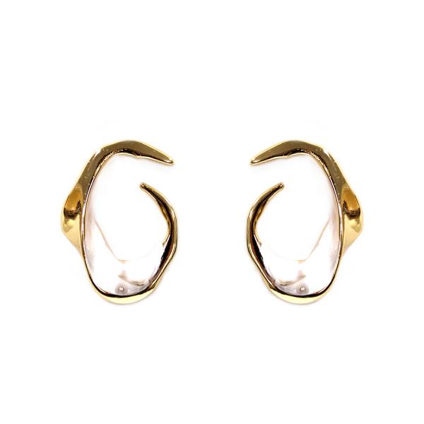 BENT METAL OPEN OVAL EARRING