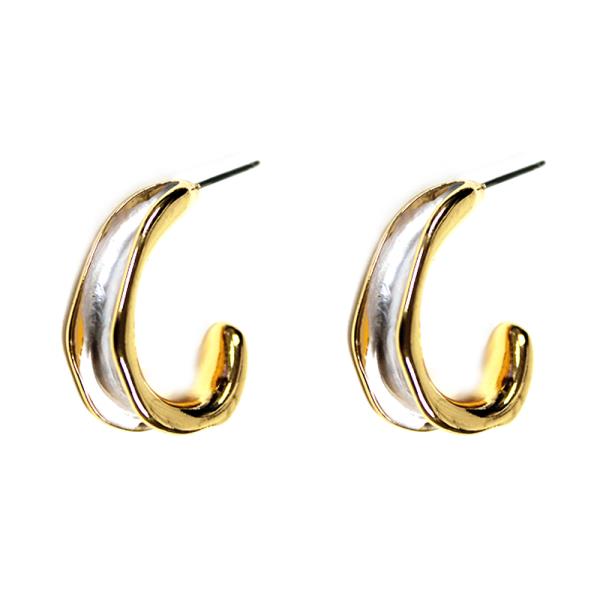 TWO TONE OPEN OVAL EARRING