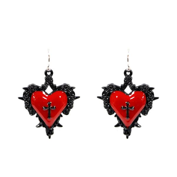 CROSS HEART SHAPE DANGLE EARRING