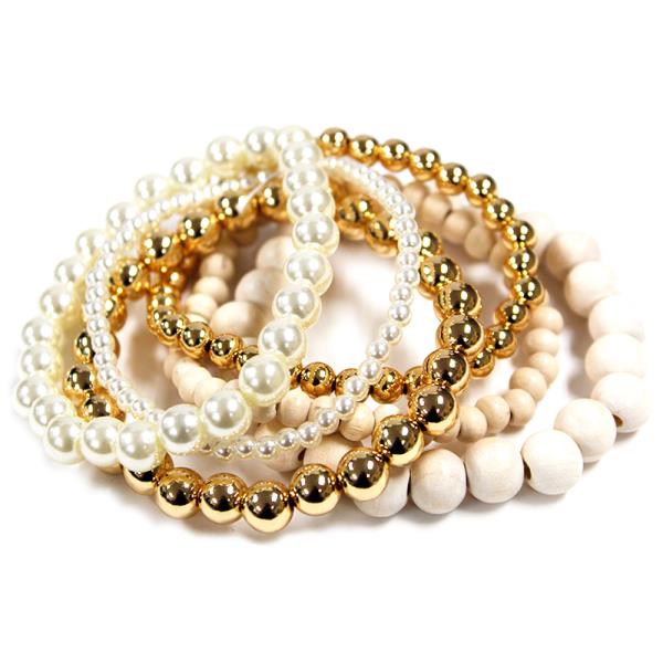 MIXED BALL BEAD BRACELET SET