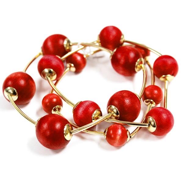 METAL BAR WOOD BALL STRETCH MULTI BRACELET SET