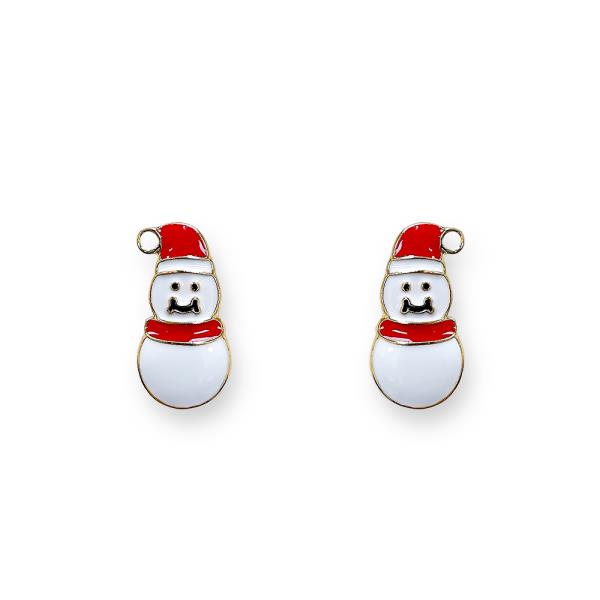 CHRISTMAS ENAMEL SNOWMAN POST EARRING