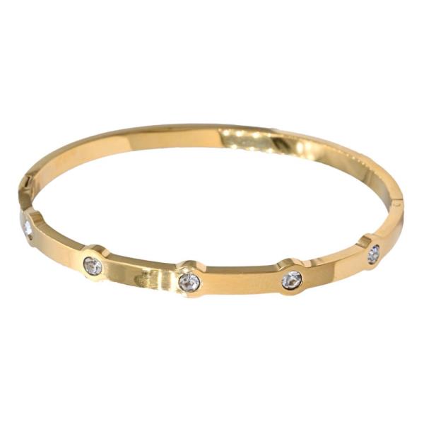 RHINESTONE STUDDED METAL BANGLE BRACELET