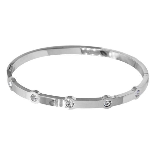 RHINESTONE STUDDED METAL BANGLE BRACELET