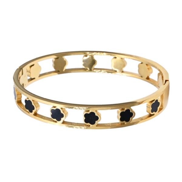 FLOWER PATTERN METAL BANGLE BRACELET