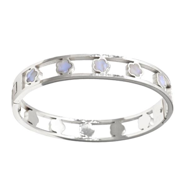 FLOWER PATTERN METAL BANGLE BRACELET