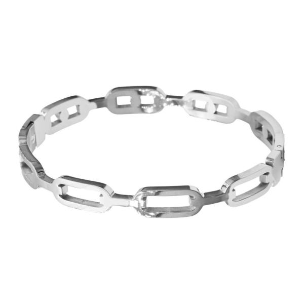 OVAL LINK METAL BANGLE BRACELET