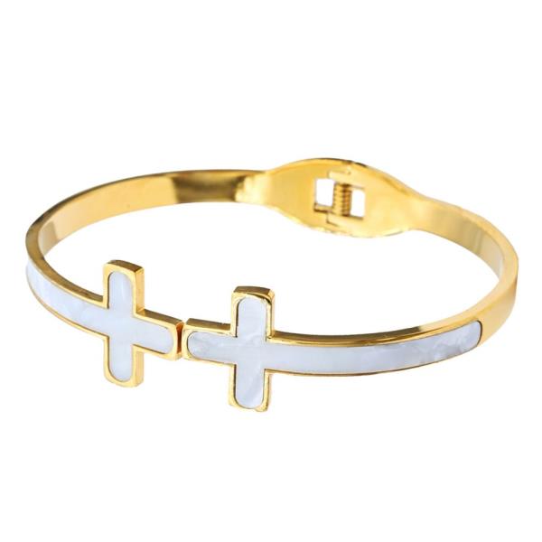 DOUBLE CROSS METAL BANGLE BRACELET