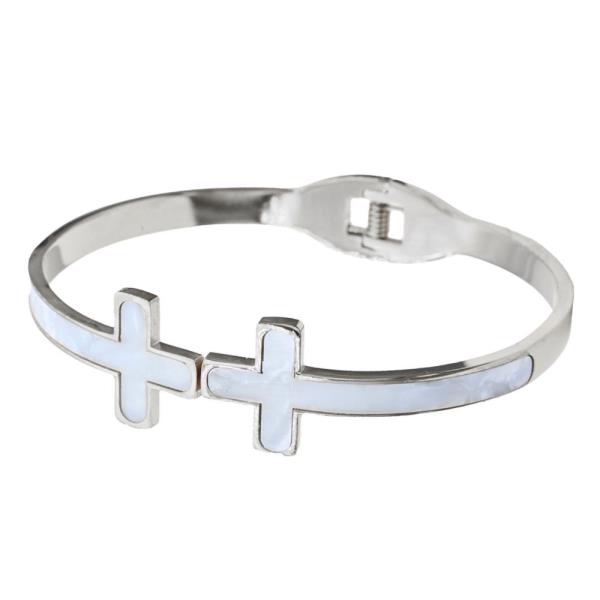 DOUBLE CROSS METAL BANGLE BRACELET