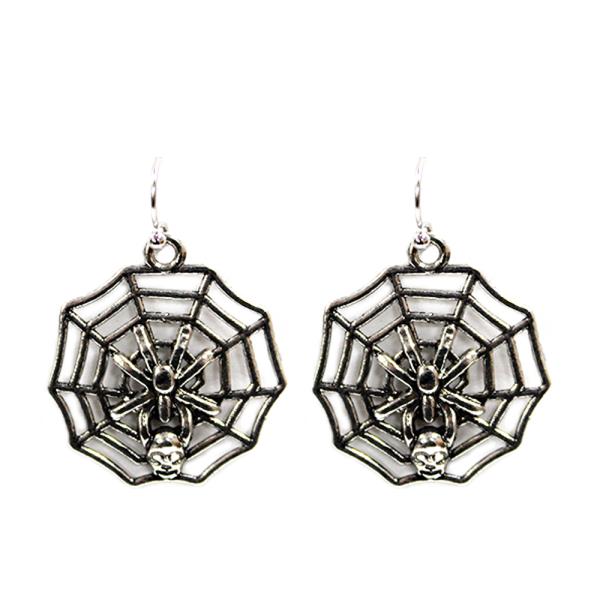 SPIDER WEB METAL DANGLE EARRING