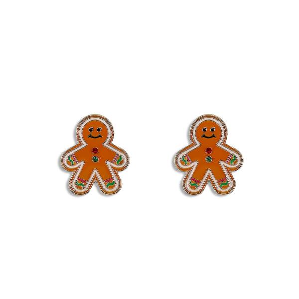 CHRISTMAS  METAL ENAMEL COOKIE MAN POST EARRING