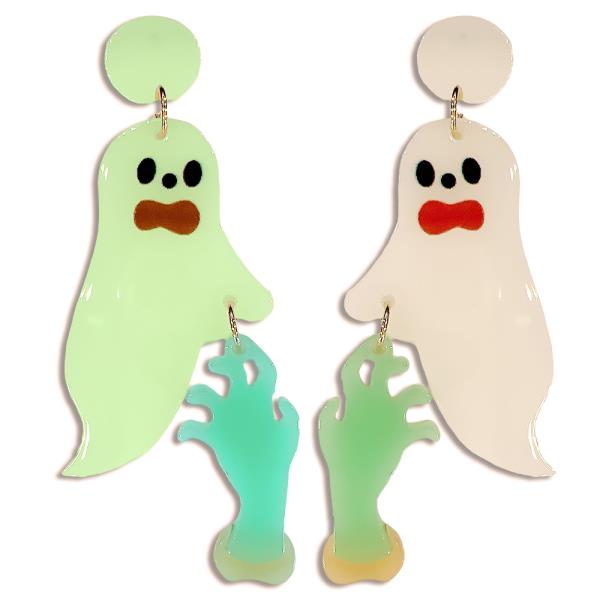 ACETATE HALLOWEEN HAND GHOST EARRINGS