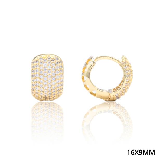 RHINESTONE METAL HOOP EARRING