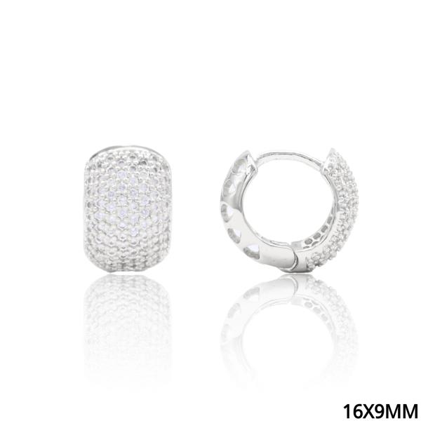 RHINESTONE METAL HOOP EARRING