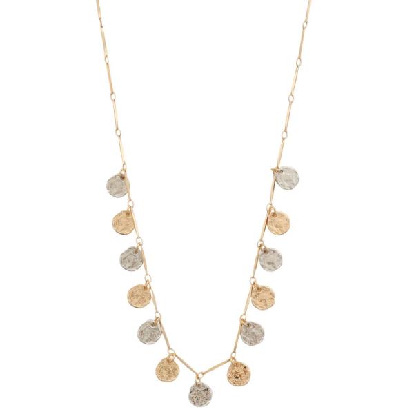 HAMMERED METAL DISC STATION NECKLACE