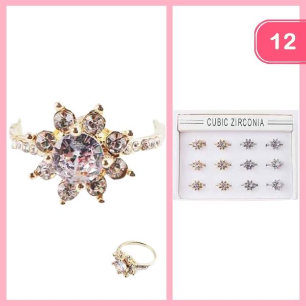 CUBIC ZIRCONIA FLOWER RING (12 UNITS)