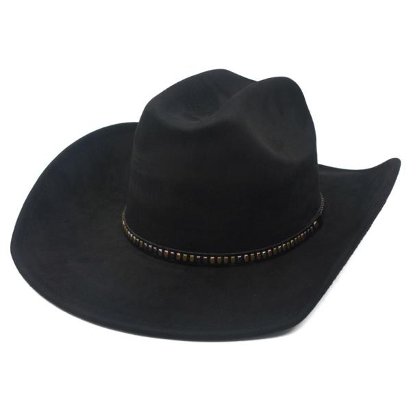 STUD BANDED MICROSUEDE COWBOY HAT