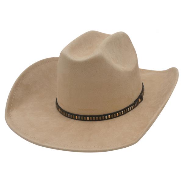 STUD BANDED MICROSUEDE COWBOY HAT