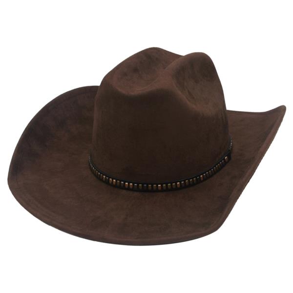 STUD BANDED MICROSUEDE COWBOY HAT