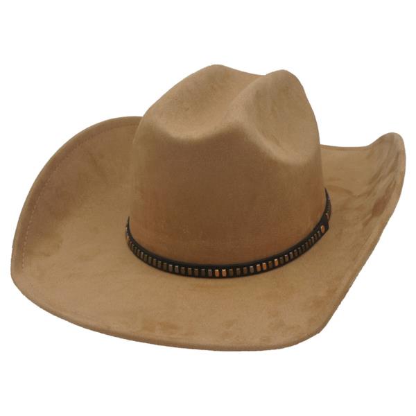 STUD BANDED MICROSUEDE COWBOY HAT