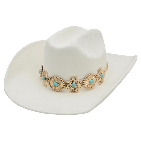 CROSS & CONCHO BEAM BANDED COWBOY HAT