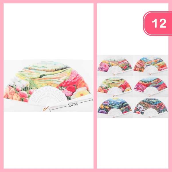 FLOWER FIELD HAND FAN (12 UNITS)
