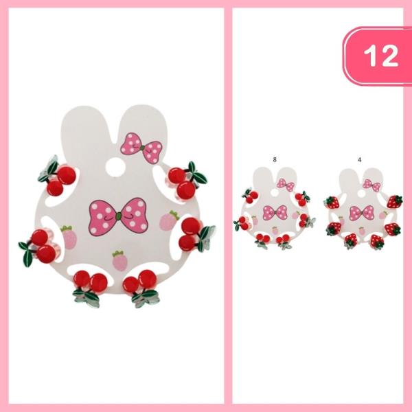 CHERRY MINI HAIR CLAW CLIPS (12 UNITS)