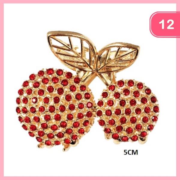 RHINESTONE CHERRY HAIR CLAW CLIP (12 UNITS)