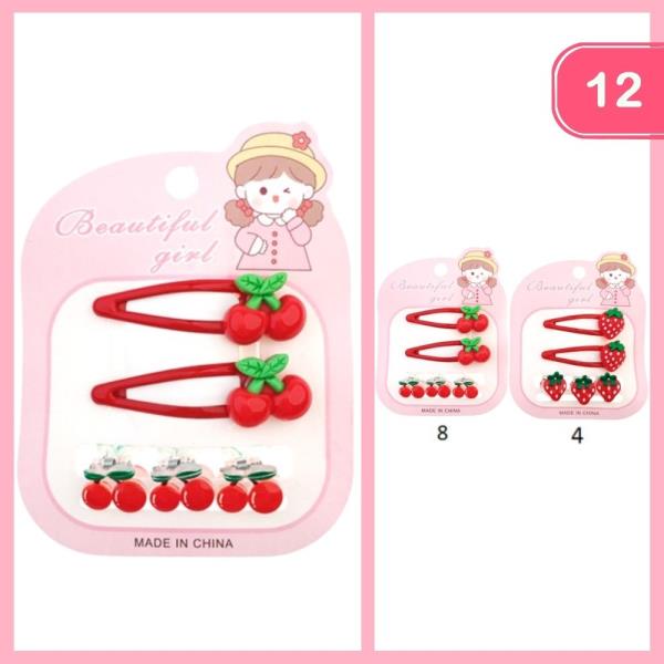 CHERRY SNAP HAIR PIN AND MINI JAW HAIR CLIPS (12 UNITS)