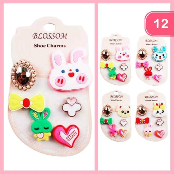 BUNNY BOW HEART SHOE CHARMS (12 UNITS)