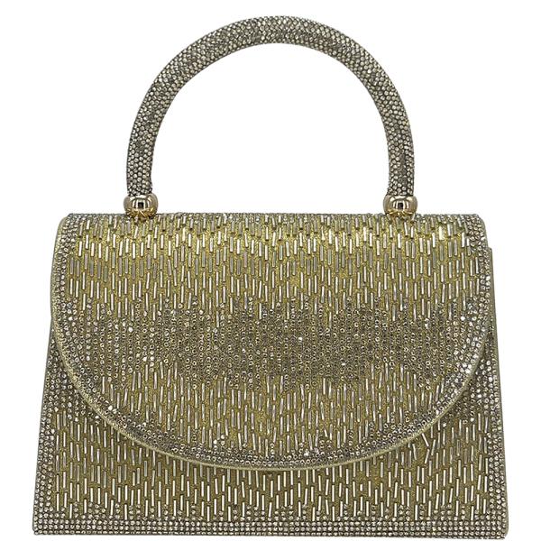 RHINESTONE EMBELLISHED DESIGN HANDLE EVENING BAG