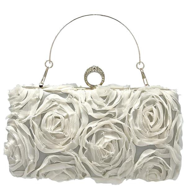 FLORAL ROSE CHIFFON CLUTCH EVENING BAG