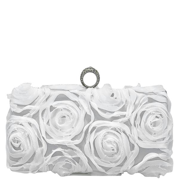 FLORAL ROSE CHIFFON CLUTCH EVENING BAG