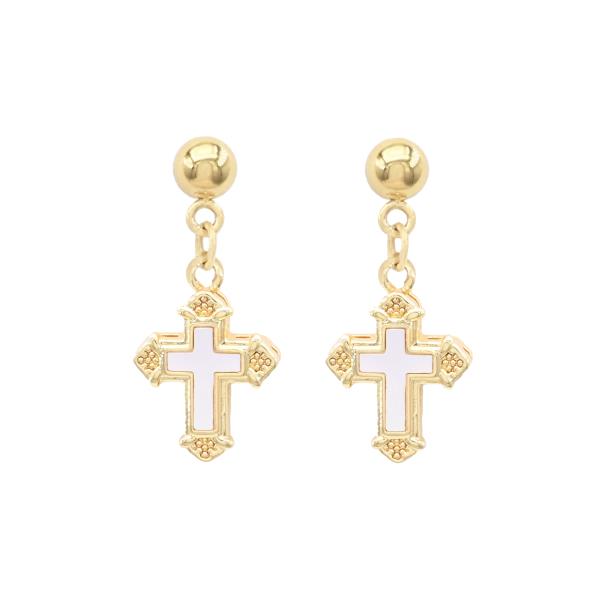 CROSS METAL DANGLE EARRING