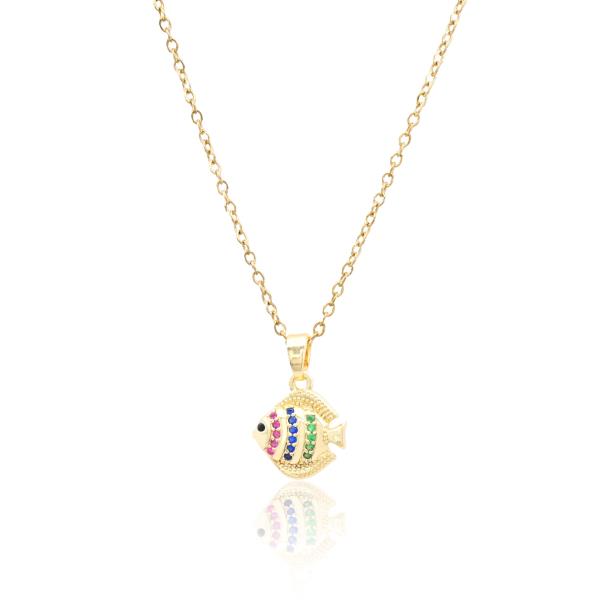 DAINTY FISH CHARM METAL NECKLACE