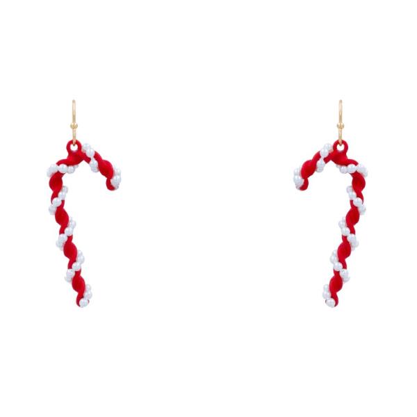 PEARL BEAD CANDY CANE EARRING
