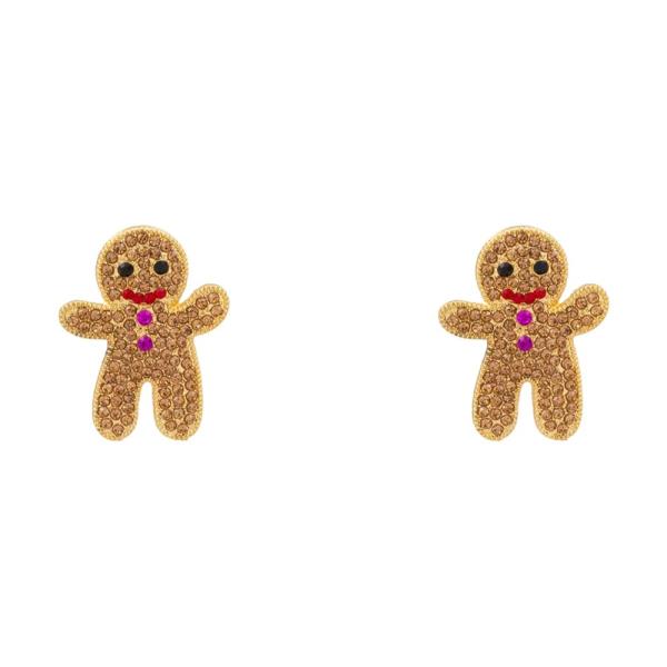 RHINESTONE GINGERBREAD MAN EARRING