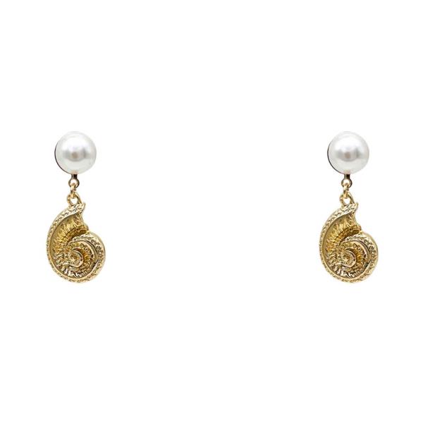 SEASHELL PEARL BEAD DANGLE EARRING