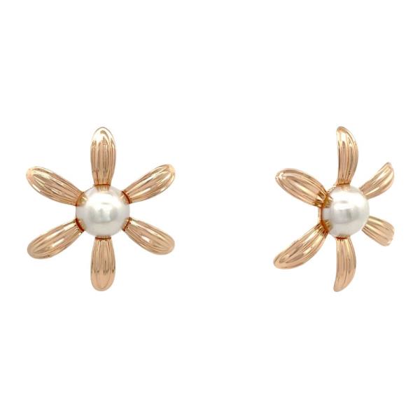 TWO TONE PEARL BEAD FLOWER EARRING