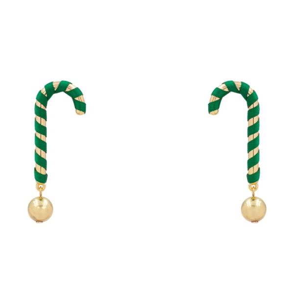 CANDY CANE BALL BEAD EARRING