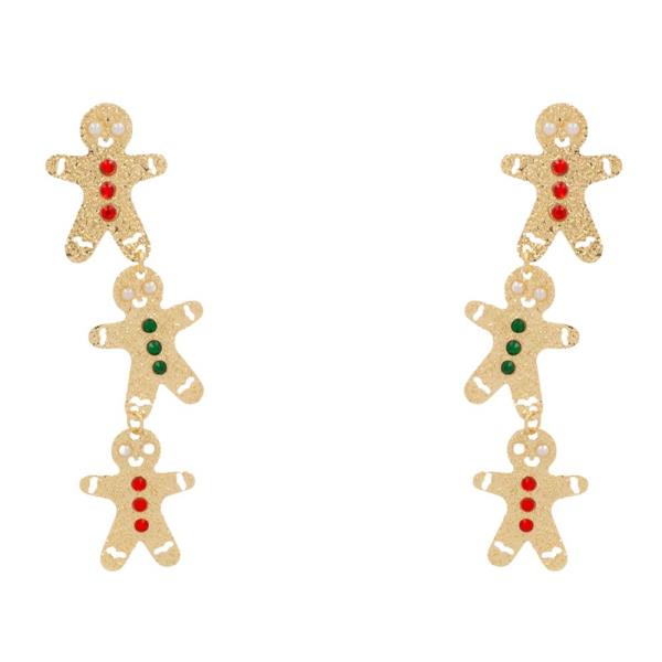 TRIPLE GINGERBREAD MAN EARRING